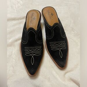 Patricia Nash /  Batista / Women's Mules / Black Suede / Western / Sz 8